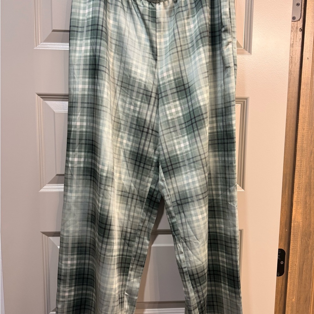 Alfani Green and Gray Plaid Trousers